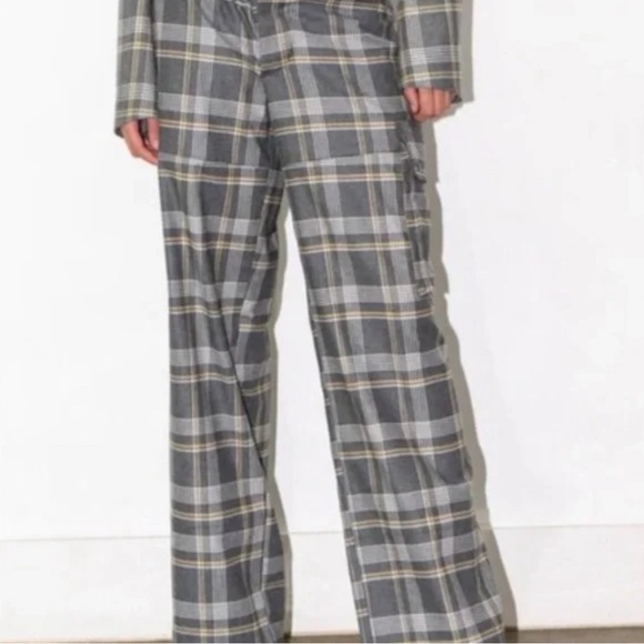 ELLEME Gray Cut Out Baggy Checked Pants size xs - Picture 2 of 6